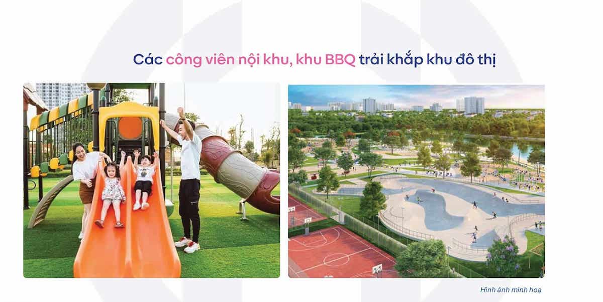 Các công viên nội khu, khu BBQ trải khắp khu đô thị Vinhomes Global Gate.