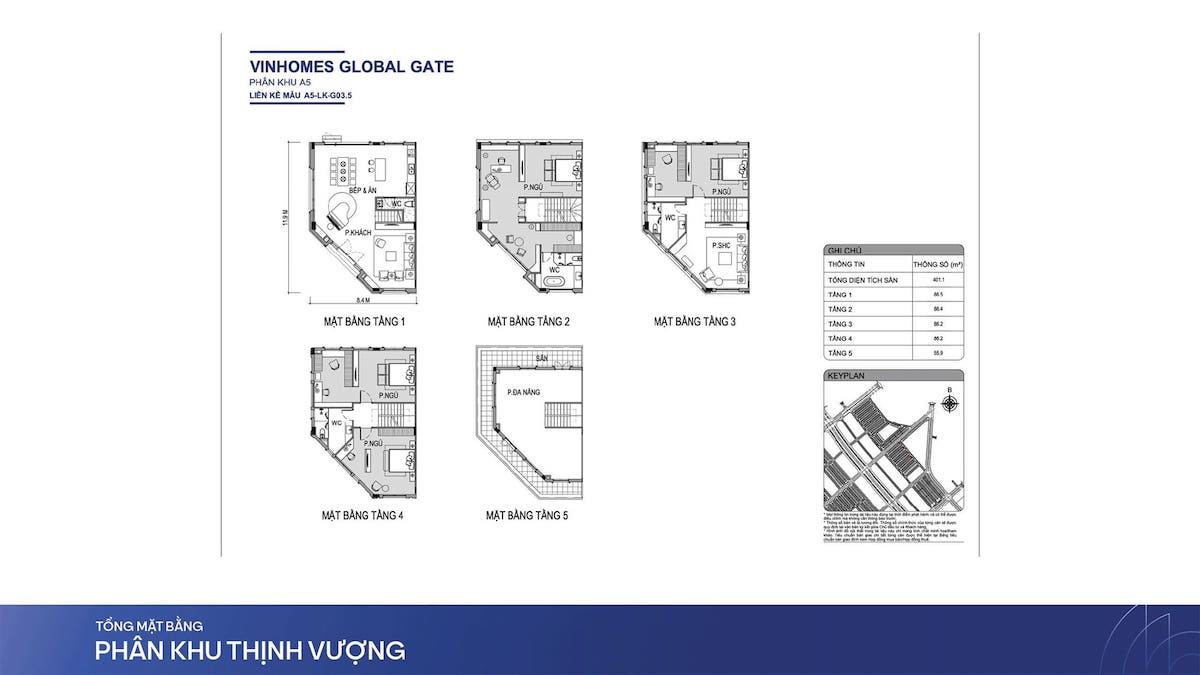 Layout thiết kế sản phẩm Liền Kề và Biệt Thự tại phân khu Thịnh Vượng, Vinhomes Global Gate.