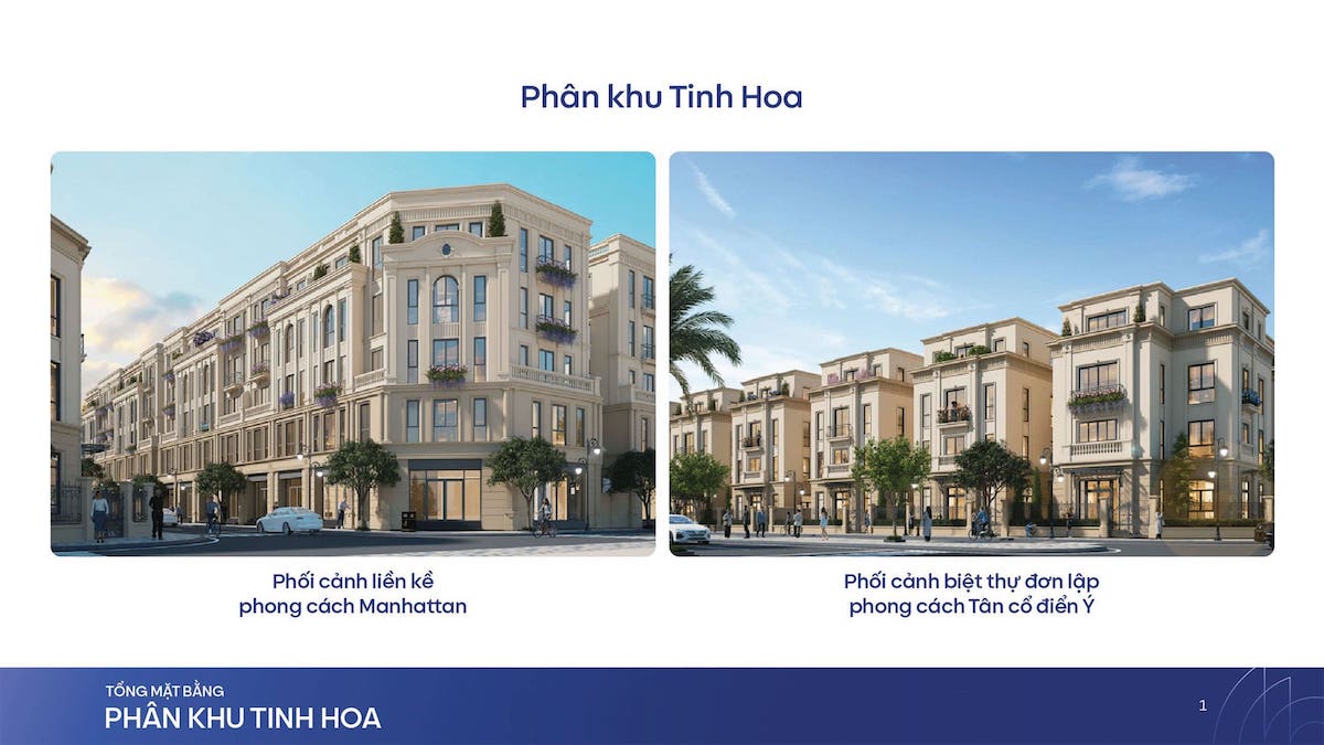 Phối cảnh Liền Kề và Biệt Thự Đơn Lập tại Phân Khu Tinh Hoa.